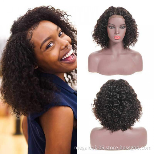 Cheap Women Jerry Curl  Wave Cut Cuticle Aligned Short Human Hair Lace Front Wig For Black Women